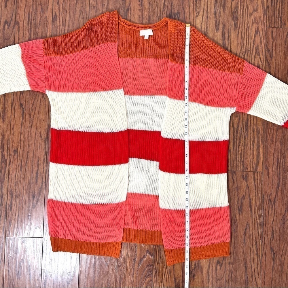Pink Lily Boutique Colorblock Chunky Stripe Knitted Tunic Length Long Cardigan - Picture 10 of 15